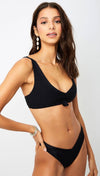 Frankies Bikinis Austin Top Black V-Neck Knot Tie Tank Swim | ShopAA