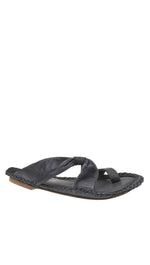 Free People Bailey Slip On Boho Strappy Sandals Black Leather I ShopAA