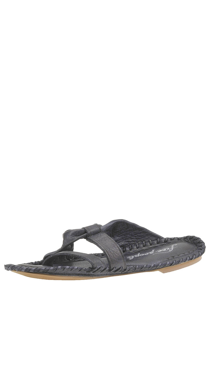 Free People Bailey Slip On Boho Strappy Sandals Black Leather I ShopAA
