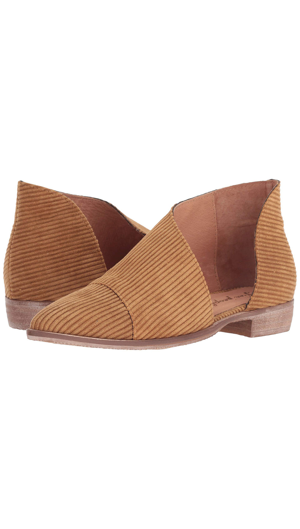 Free People Fabric Royale Flat Gold Cut Out Tan Corduroy Slip On Shoes