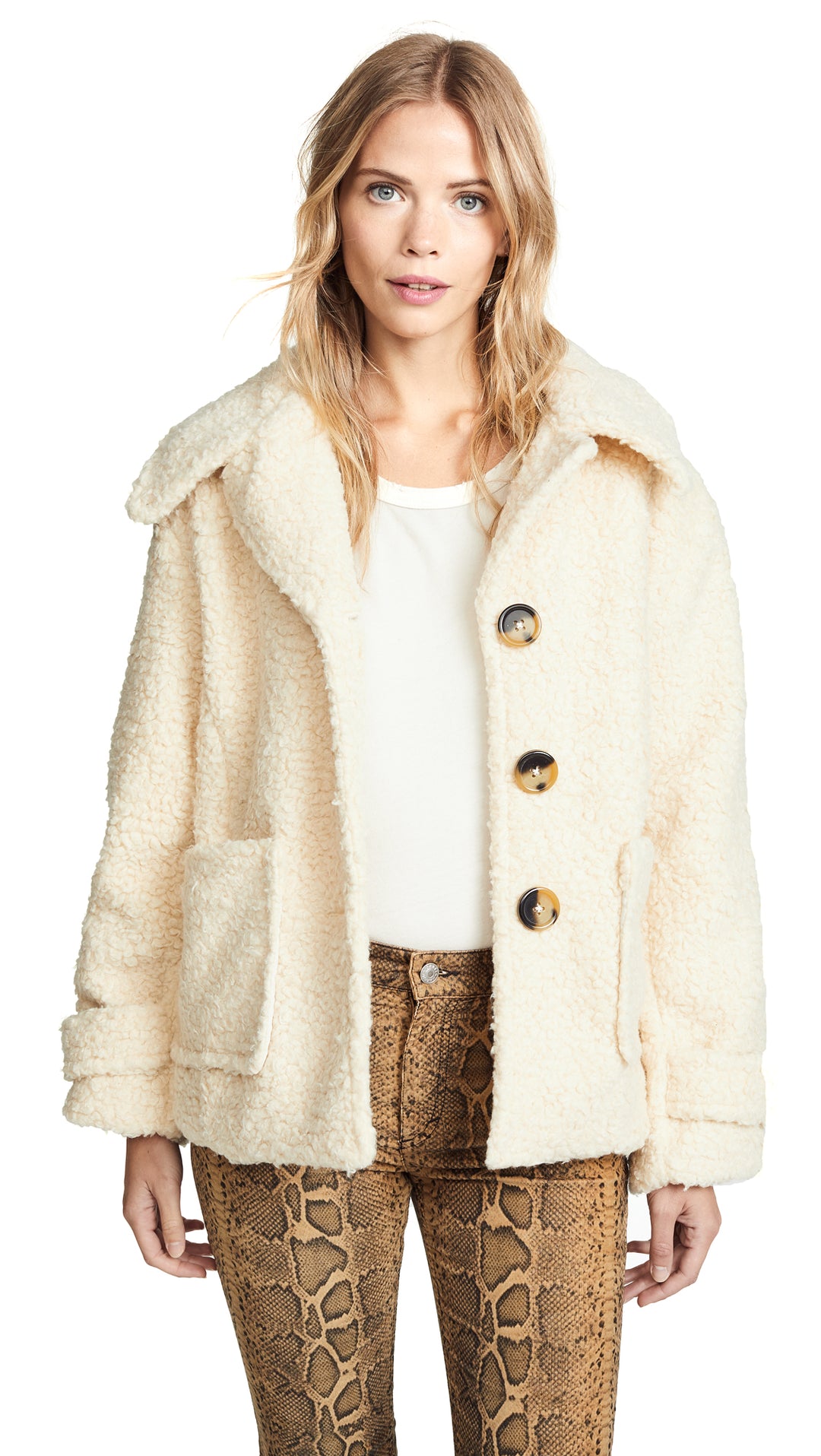 Free People So Soft Cozy Peacoat Ivory Coat Jacket Fur | ShopAA