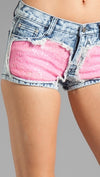 Gypsy Junkies Liberty Sequin Denim Cut Off Shorts in Neon Pink