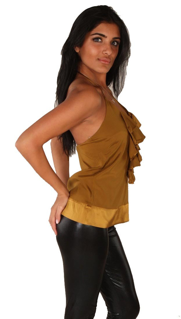 Hale Bob Silk Ruffle Halter