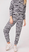 MONROW Cashmere Tiger Print Vintage Sweats Heather Grey Pants | ShopAA