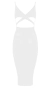 Naomi Sleeveless Sexy White Cut Out Midi Dress- JessykaRobyn