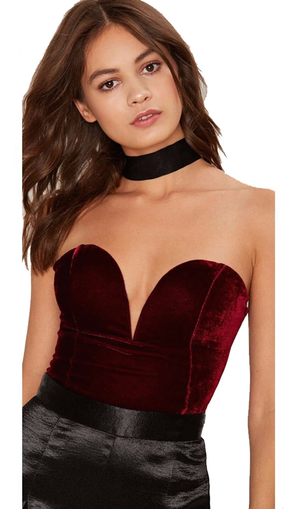 NBD Patricia Bodysuit in Red - Sweetheart Strapless Solid Top Size XS
