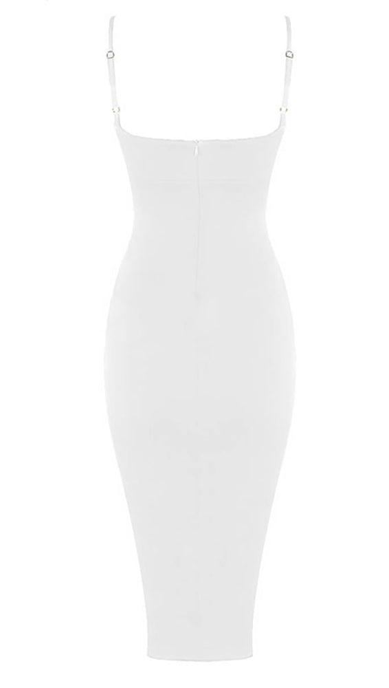 Naomi Sleeveless Sexy White Cut Out Midi Dress- JessykaRobyn