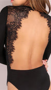 Tracy Open Back Long Sleeve Lace Bodysuit Black Sexy Party Club ShopAA