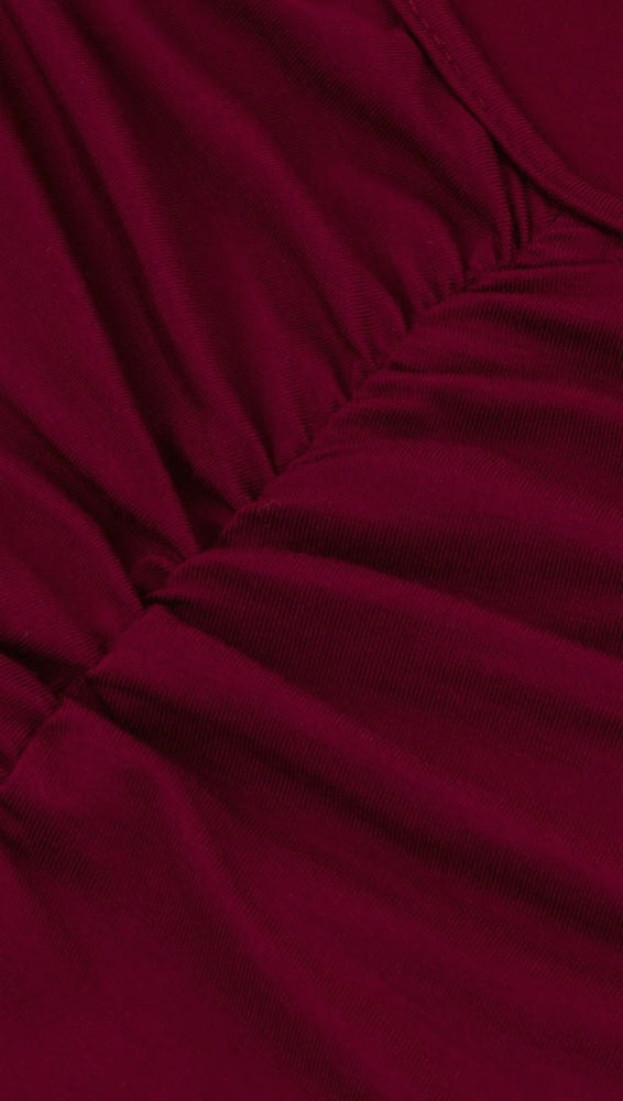 The Nevaeh Deep V Open Back Mermaid Gown Cherry Red Dress