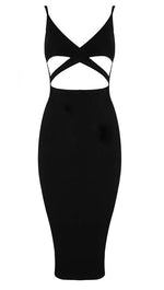 Naomi Sleeveless V Neck Mini Dress Black - Sexy Club Cut Out Sheath