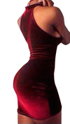 Mandy High Neck Sleeveless Mini Bodycon High Neck Dress Red Velvet