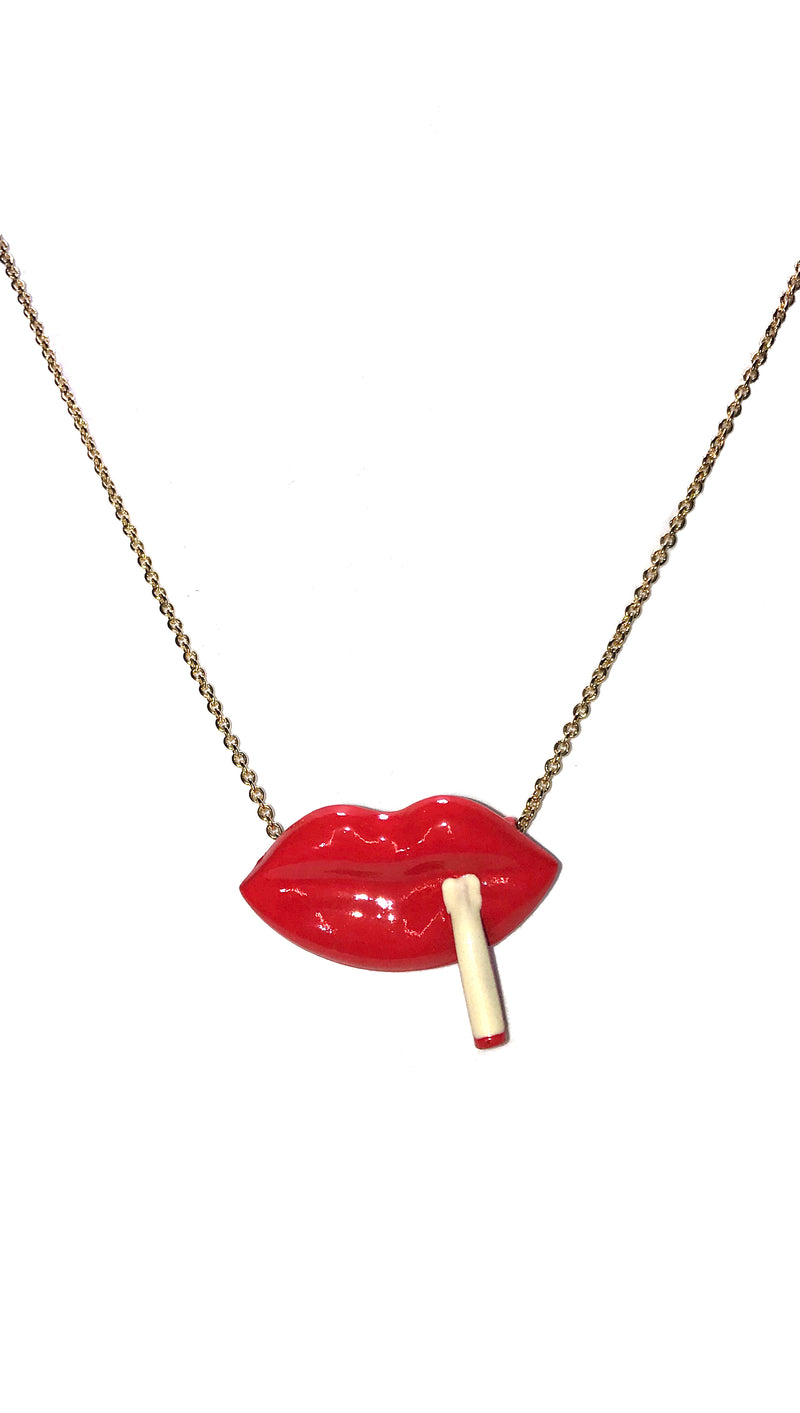 ShopAA Jewelry Last Cigarette Red Lips Necklace 