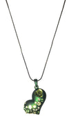  ShopAA Rhinestone Heart Necklace Green 