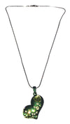 ShopAA Rhinestone Heart Necklace Green 