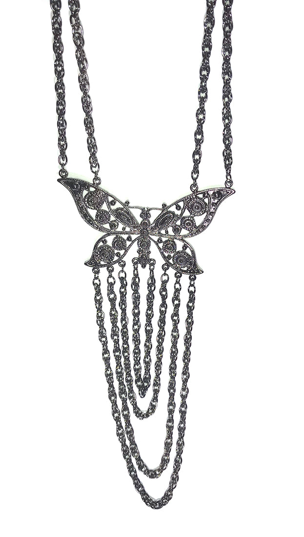  ShopAA Jewelry Silver Large Butterfly Chain Necklace 