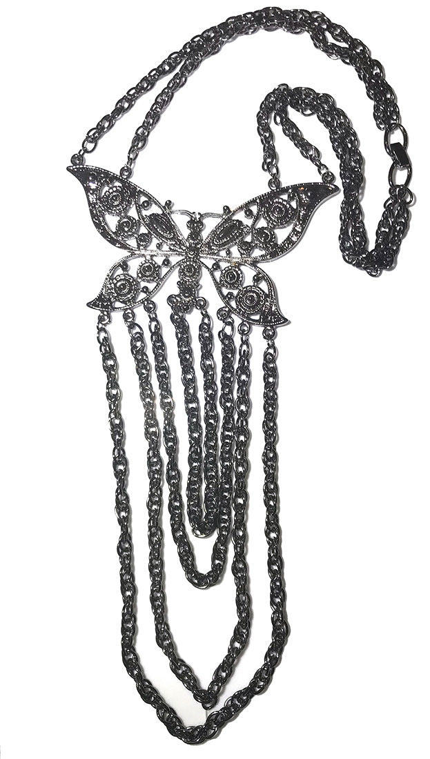  ShopAA Jewelry Silver Large Butterfly Chain Necklace 