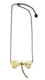  ShopAA Jewelry Make a Wish Gold Metal Plate Cutout Dragonfly Charm Necklace 