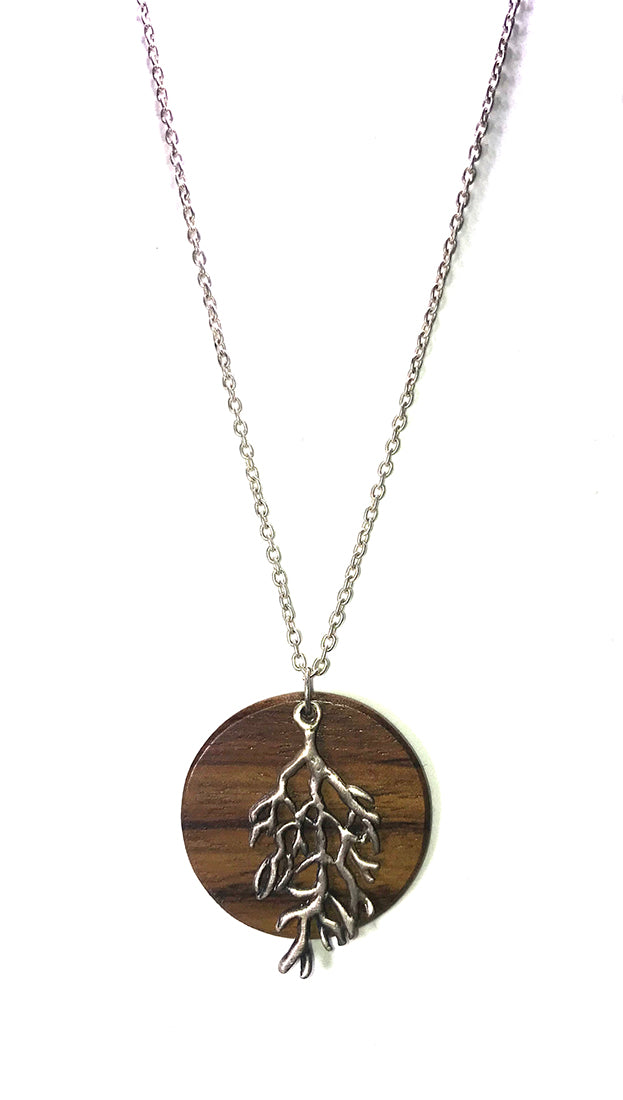 Make a Wish Tree Branch on Wood Plate Charm Necklace