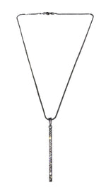 ShopAA Diamond Rectangle Drop Pendant Silver Necklace