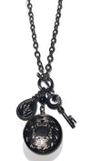 Photo Locket Charm Necklace in Dark Gunmetal