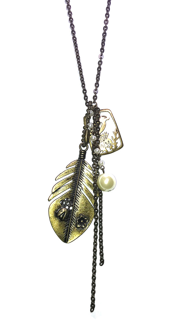  ShopAA Jewelry Nature Charm Necklace Antique Gold 