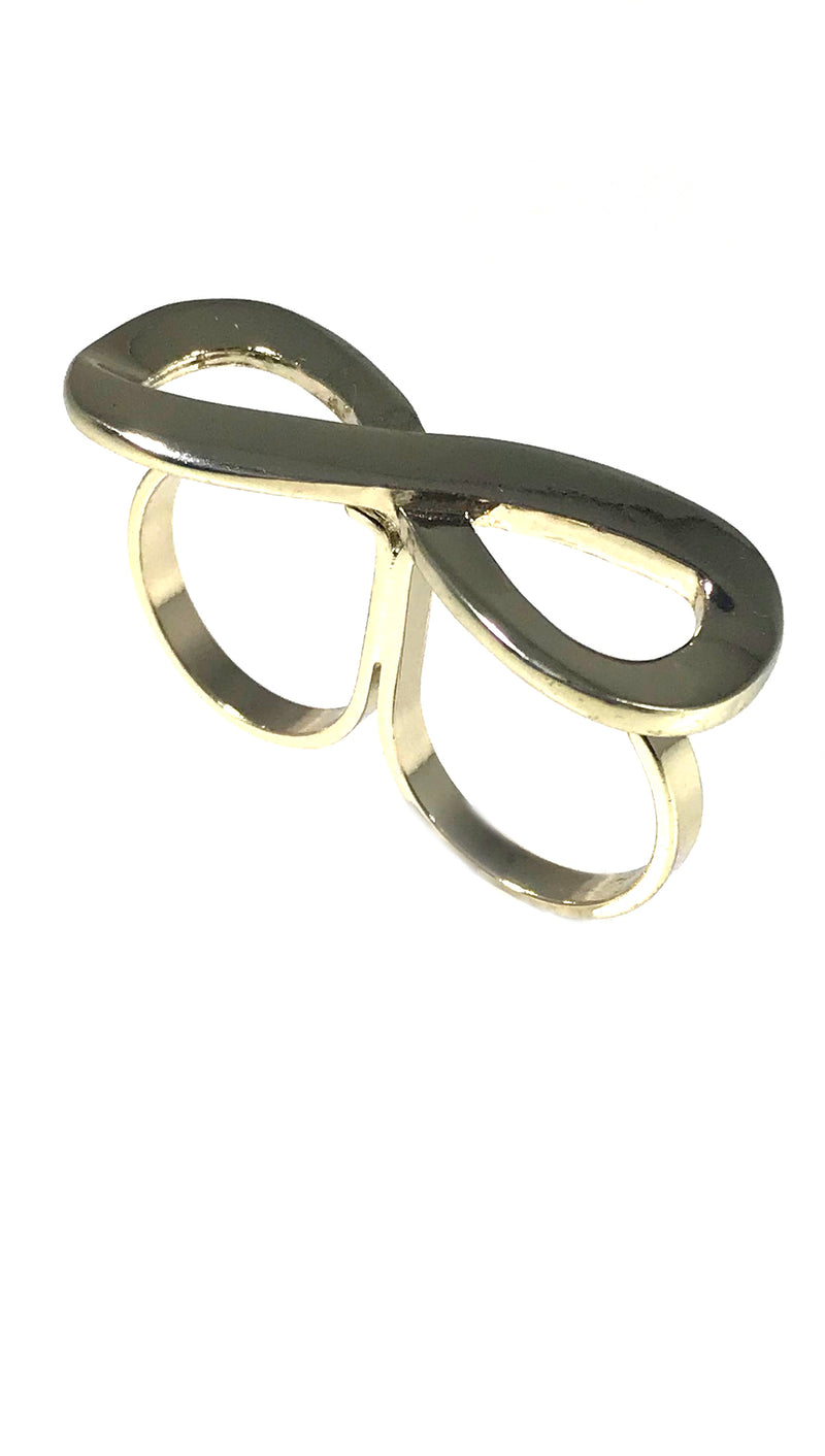 Two Finger Infinity Symbol Ring in Gold or Silver