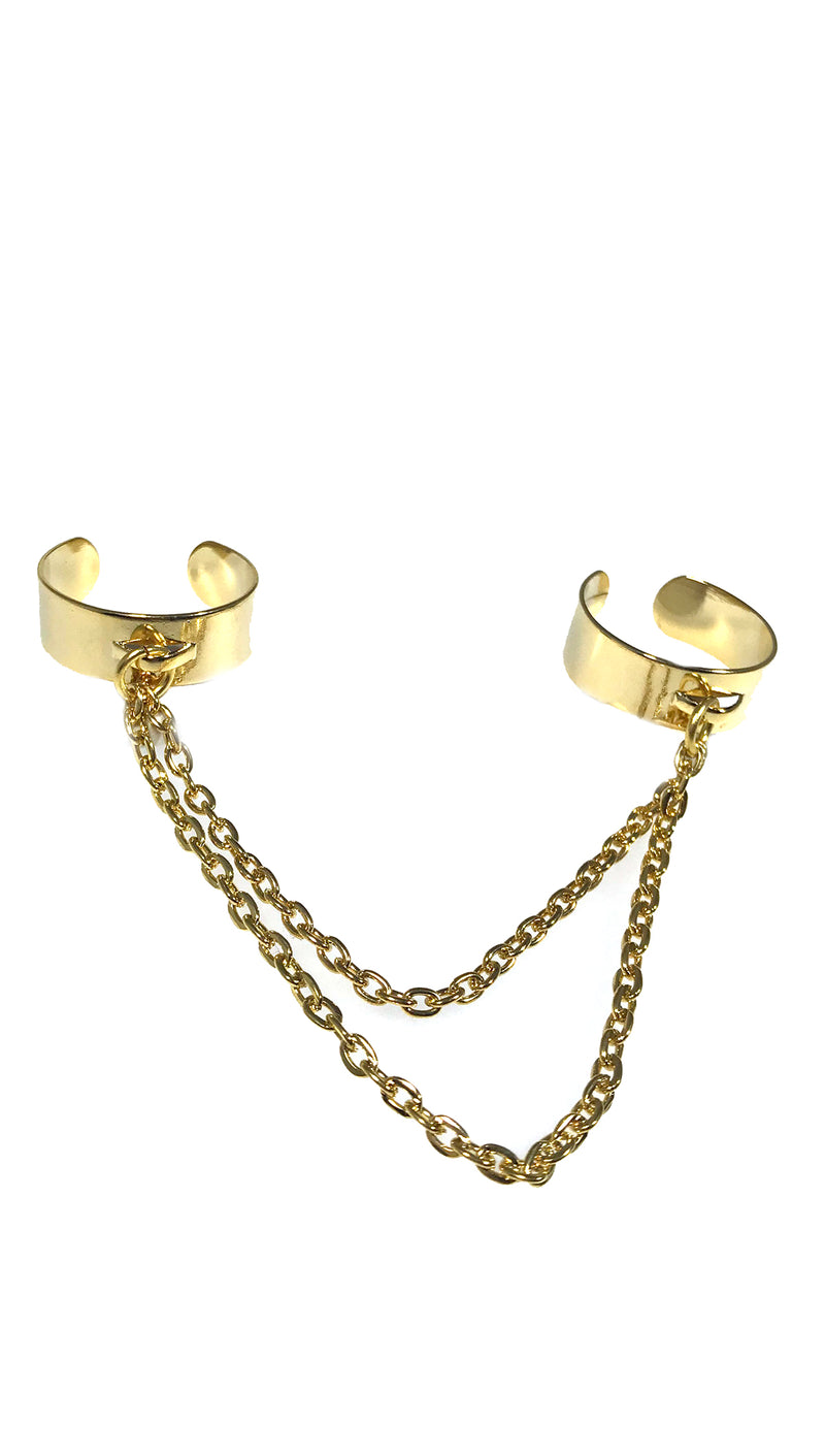 Jessyka Robyn Two Finger Gold Cuff Chain Ring
