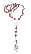 Jewish Rosary Prayer Beads Star of David & Hamsa Clear Purple