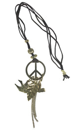 ShopAA Peace Sign Dove Feather Chain Link Charm Necklace … 