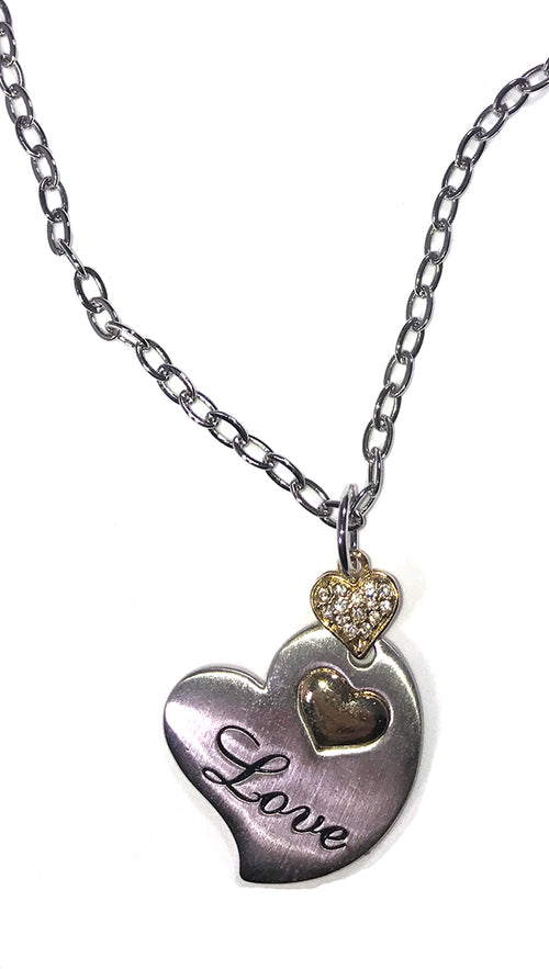 Apparel Addiction Gold and Silver "Love" Necklace