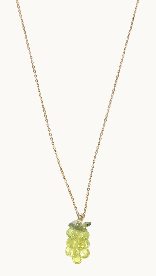 Funky Girl Bling Jewelry Green Grape Bunch Necklace