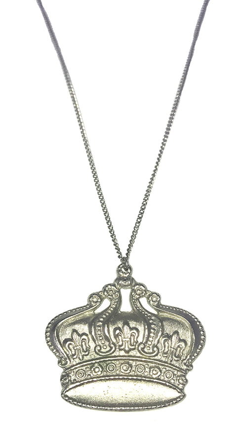 Funky Girl Bling Jewelry Funky Crown Royal Necklace Silver