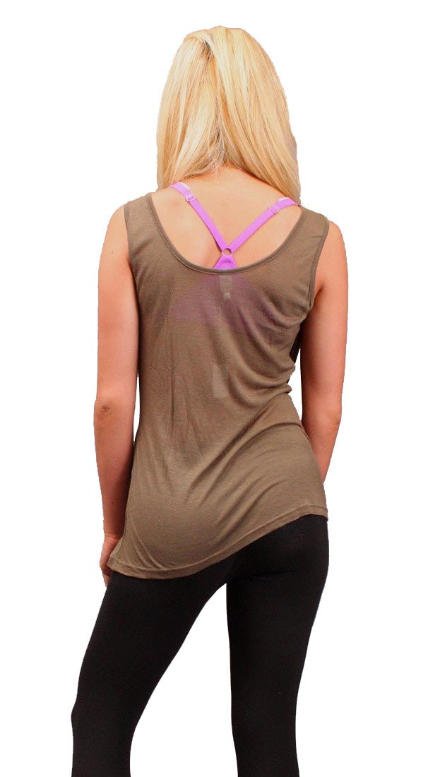 Iron by Sheri Bodell Tank with Front Drape in Olive
