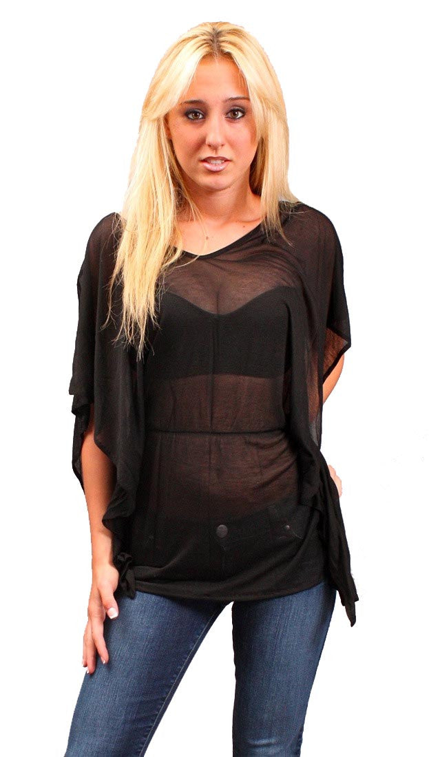 Iron by Sheri Bodell Caftan Sheer Blouse in Black