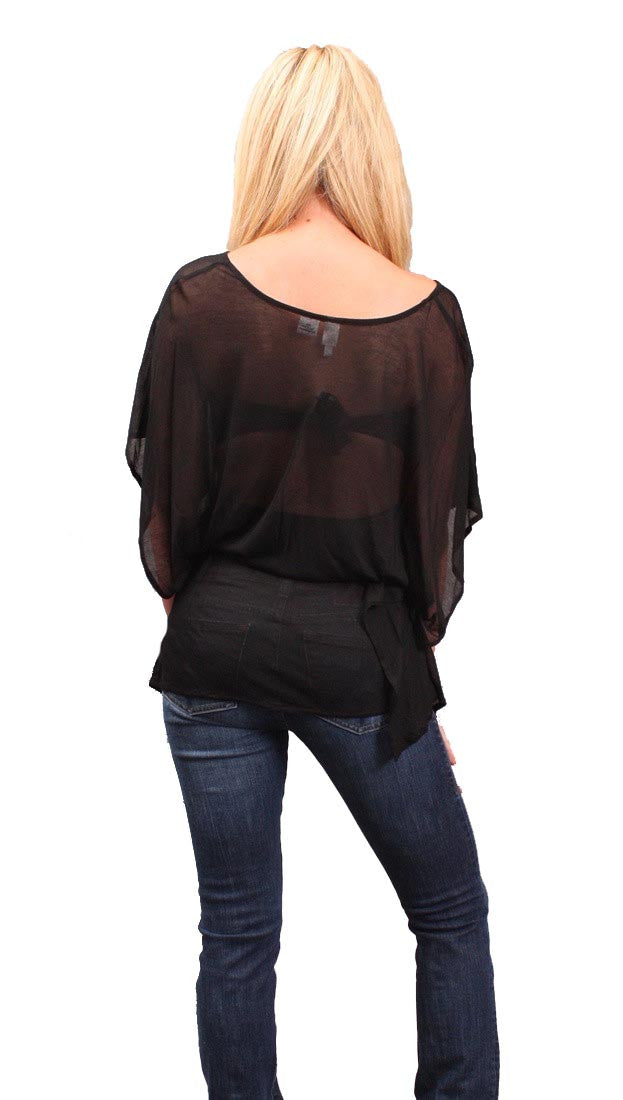 Iron by Sheri Bodell Caftan Sheer Blouse in Black