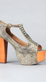 Jeffrey Campbell Foxy Wood in Taupe Grey Python