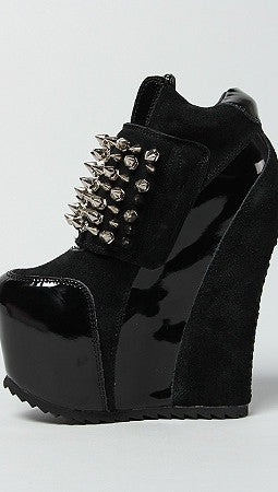 Jeffrey Campbell Spiked Dramo Shoe in Black Suede and Silver