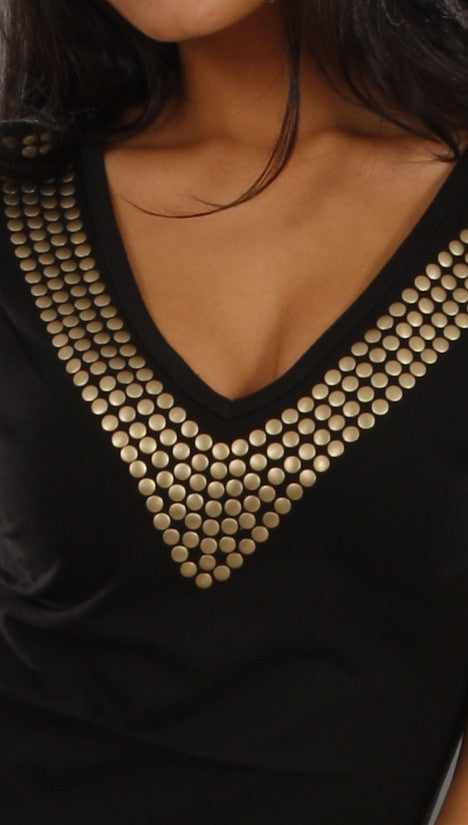 Jessyka Robyn Studded Tee in Black