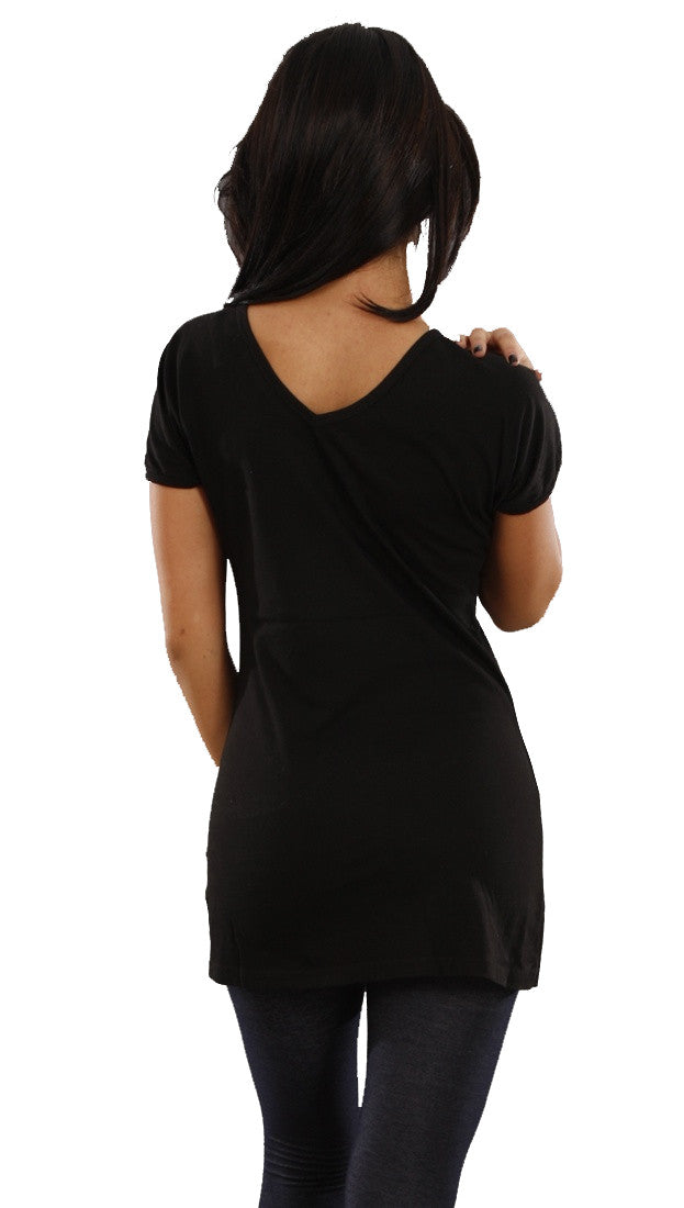 Jessyka Robyn Studded Tee in Black