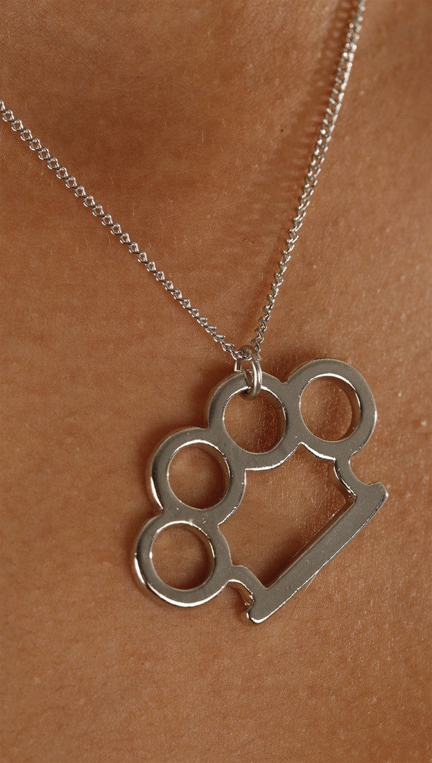 Jessyka Robyn Brass Knuckle Necklace in Silver