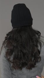 Black Fitted Knit Beanie