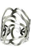 Jessyka Robyn Flower Metal Cuff Bangle in Silver