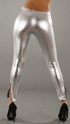 Jessyka Robyn Vinyl Zipper Leggings in Silver
