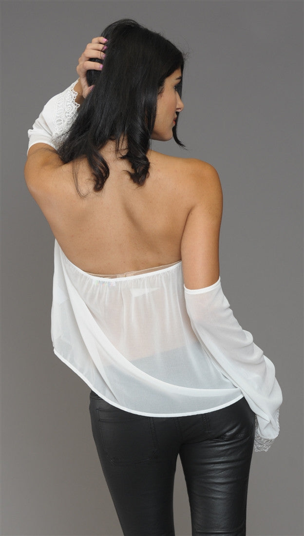Jessyka Robyn Audrey Off Shoulder Lace Top in Ivory