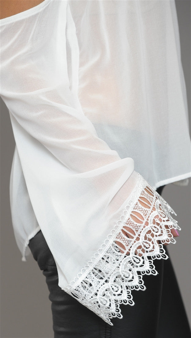 Jessyka Robyn Audrey Off Shoulder Lace Top in Ivory