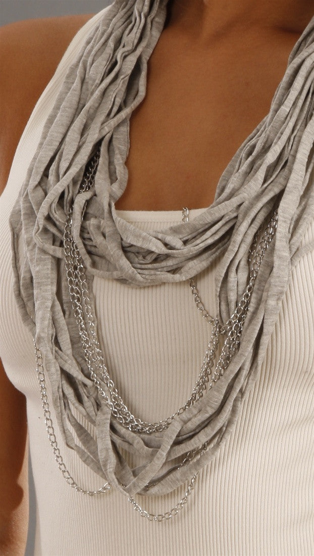 Jessyka Robyn Thin Scarf Chain Necklace in Grey