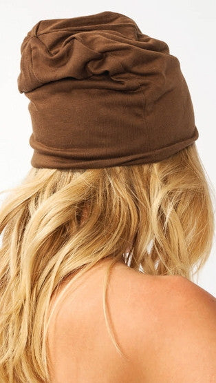 Spike Studded Beanie in Brown