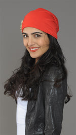 Spike Studded Beanie in Red