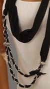 Jessyka Robyn Scarf Ribbon Chain Necklace in Black