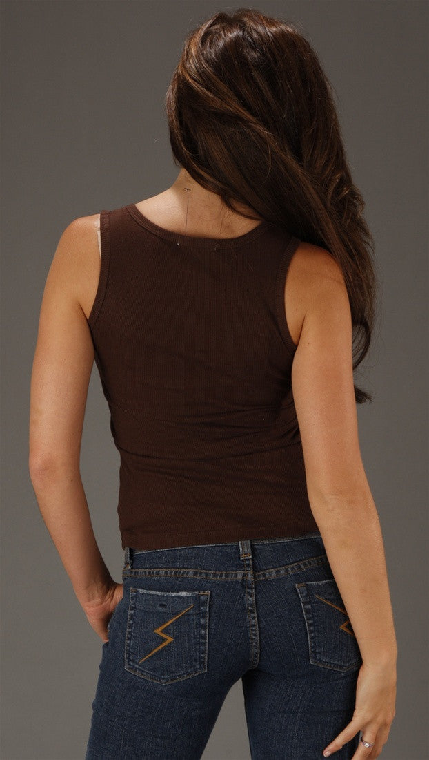 Kimberlina Couture Studded Tank Top in Brown